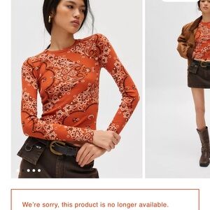 ISO BDG Rust Paisley Long Sleeve Top Too Perfect Long Sleeve Rust Bandana